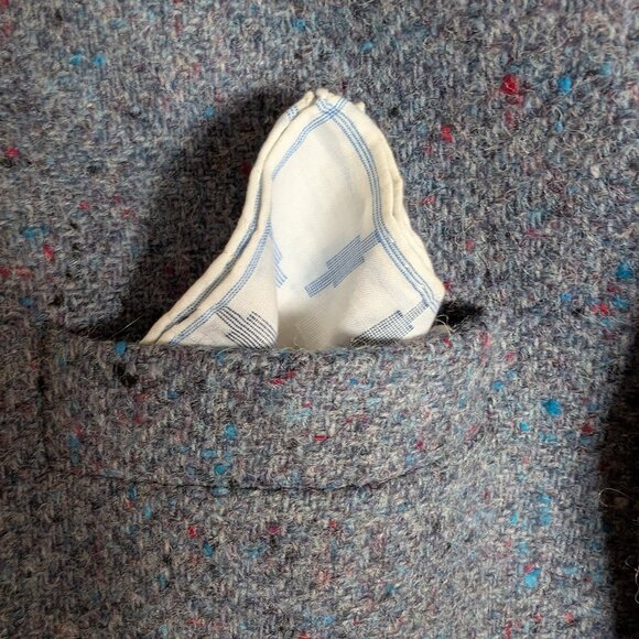 Vintage 48T DONEGAL Tweed Wool Blue Blazer Sport Coat Jacket Bespoke Ireland - Picture 7 of 16